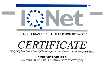 Neri Motori has obtained ISO 9001:2015 certification